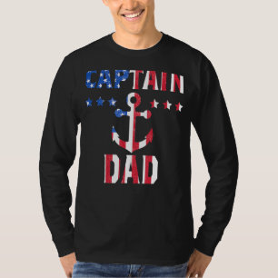 Patriotic Captain Dad American Flag Boatingus Flag T-Shirt
