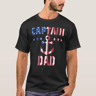 Patriotic Captain Dad American Flag Boatingus Flag T-Shirt