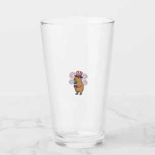 Patriotic Capybara Ice Cream Fireworks Shirt Desig Glass