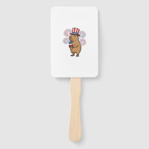 Patriotic Capybara Ice Cream Fireworks Shirt Desig Hand Fan
