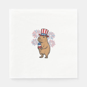 Patriotic Capybara Ice Cream Fireworks Shirt Desig Napkin