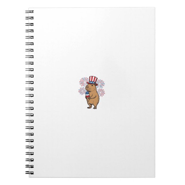 Patriotic Capybara Ice Cream Fireworks Shirt Desig Notebook (Front)