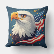 Patriotic Cartoon Eagle with American Flag