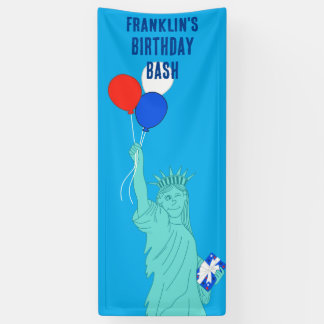 Patriotic Cartoon Statue of Liberty Birthday Party Banner