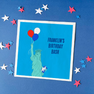 Patriotic Cartoon Statue of Liberty Birthday Party Napkin
