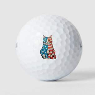 Patriotic Cat 4th Of July 250th Anniversary Golf Balls