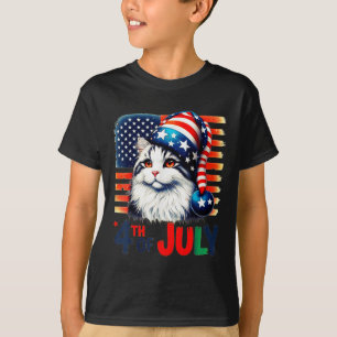 Patriotic Cat 4th Of July American Flag Funny Usa T-Shirt