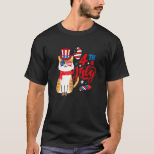 Patriotic Cat 4th Of July Cute Meowica American Fl T-Shirt