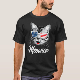 Patriotic Cat 4th of July Kids American Flag Girls T-Shirt