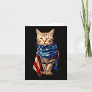 Patriotic Cat 4th Of July Men Usa American Flag  Card