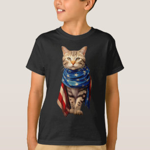 Patriotic Cat 4th Of July Men Usa American Flag T-Shirt