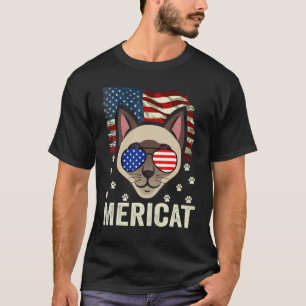 Patriotic Cat 4th Of July Usa Flag Siamese Cat T-Shirt