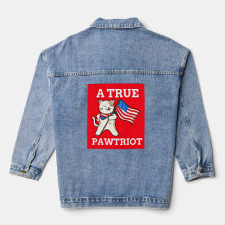 PATRIOTIC CAT A TRUE PAWTRIOT DENIM JACKET