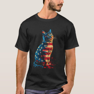 Patriotic Cat American Flag Buffalo 4th Of July Ca T-Shirt