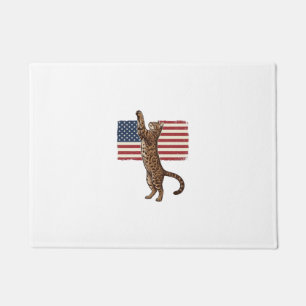 Patriotic Cat American Flag Vintage Vector Design_ Doormat
