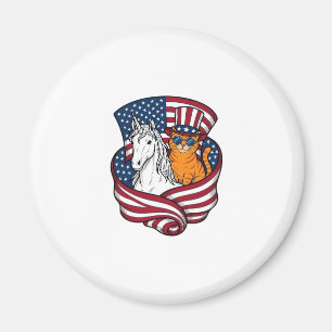 Patriotic Cat and Unicorn Vintage Vector Design_1 Magnet