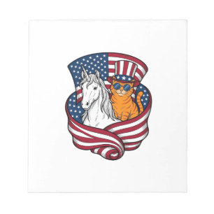 Patriotic Cat and Unicorn Vintage Vector Design_1 Notepad
