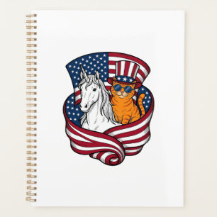 Patriotic Cat and Unicorn Vintage Vector Design_1 Planner