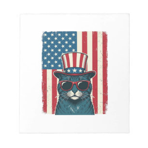 Patriotic Cat Flag Vintage Engraving Shirt Design_ Notepad