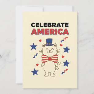 Patriotic Cat Happy Fourth USA Independence Holiday Card