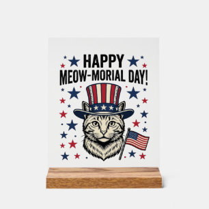 Patriotic Cat Meow-Morial Day Vintage Vector Desig Acrylic Sign