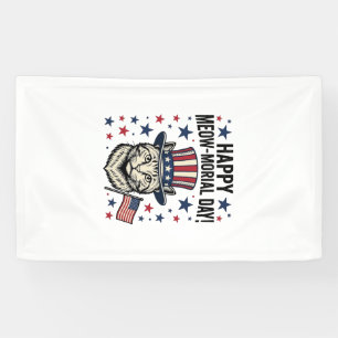 Patriotic Cat Meow-Morial Day Vintage Vector Desig Banner