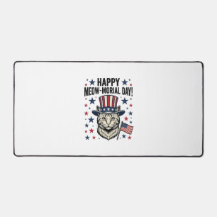 Patriotic Cat Meow-Morial Day Vintage Vector Desig Desk Mat