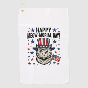 Patriotic Cat Meow-Morial Day Vintage Vector Desig Golf Towel