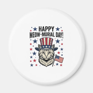Patriotic Cat Meow-Morial Day Vintage Vector Desig Magnet