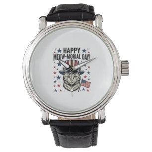 Patriotic Cat Meow-Morial Day Vintage Vector Desig Watch