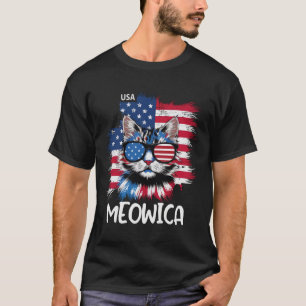 Patriotic Cat Meowica 4th of July Funny Ki T-Shirt