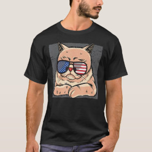 Patriotic Cat Meowica 4th Of July Kitten Feline Wh T-Shirt