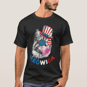 Patriotic Cat Meowica Bubblegum 4th of July  Cat T-Shirt