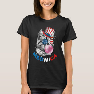 Patriotic Cat Meowica Bubblegum 4th of July  Cat T-Shirt