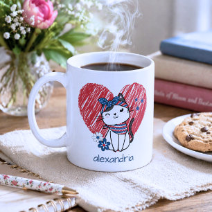 Patriotic Cat Monogram Coffee Mug