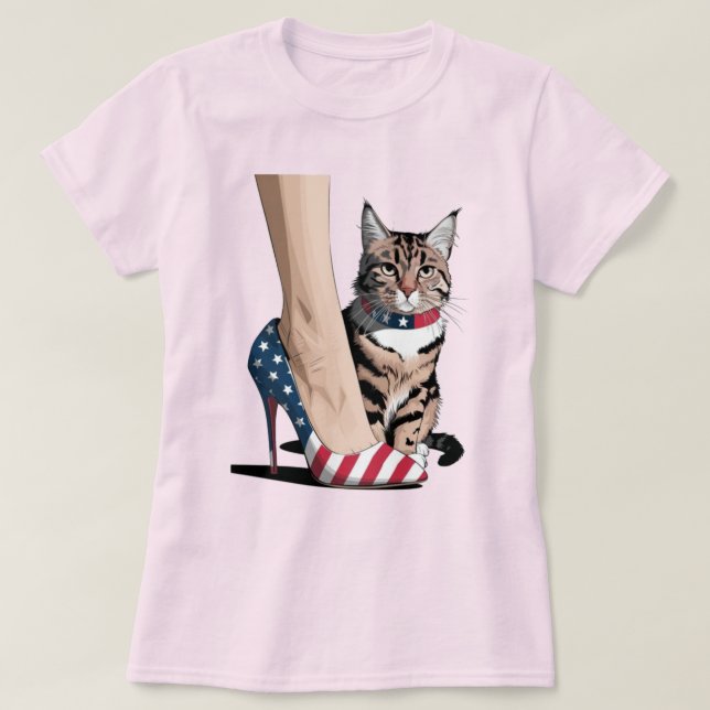 Patriotic Cat Mum T-Shirt (Design Front)