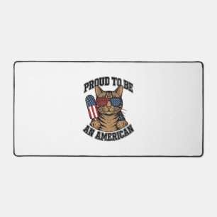Patriotic Cat Proud to Be American Vintage Vector  Desk Mat