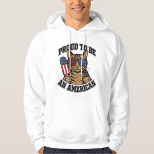Patriotic Cat Proud to Be American Vintage Vector  Hoodie