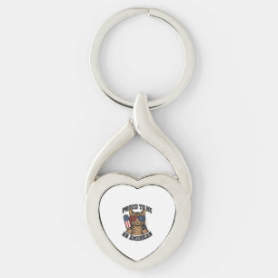 Patriotic Cat Proud to Be American Vintage Vector  Key Ring