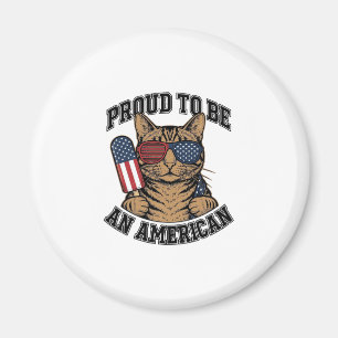 Patriotic Cat Proud to Be American Vintage Vector  Magnet