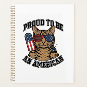 Patriotic Cat Proud to Be American Vintage Vector  Planner
