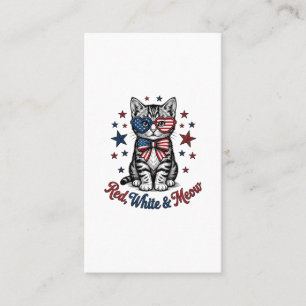 Patriotic Cat Red White and Meow Vintage Design_1 Business Card