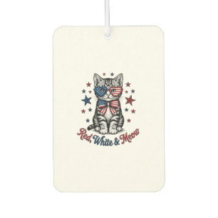 Patriotic Cat Red White and Meow Vintage Design_1 Car Air Freshener