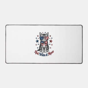 Patriotic Cat Red White and Meow Vintage Design_1 Desk Mat