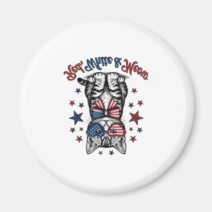 Patriotic Cat Red White and Meow Vintage Design_1 Magnet