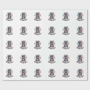 Patriotic Cat Red White and Meow Vintage Design_1 Wrapping Paper