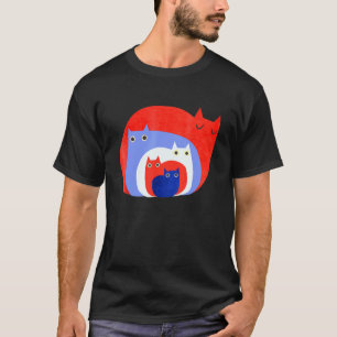 Patriotic Cat Subtle Pride Red White And Blue 4th  T-Shirt