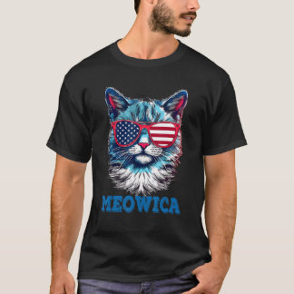 Patriotic Cat Sunglasses American Flag 4th of July T-Shirt
