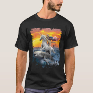 Patriotic Cat Unicorn Shark For Veterans T-Shirt