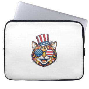 Patriotic Cat Vintage Engraving Shirt Design_1 Laptop Sleeve